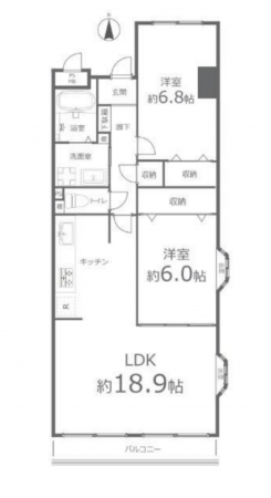 岡山市北区東古松、マンションの間取り画像です