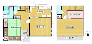 岡山市北区平野、中古一戸建ての間取り画像です