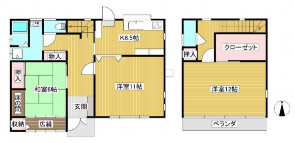 岡山市北区平野、中古一戸建ての間取り画像です