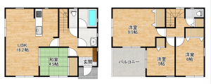 岡山市北区宿、中古一戸建ての間取り画像です