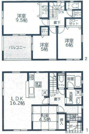 岡山市北区宿、中古一戸建ての間取り画像です