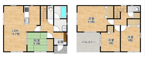 岡山市北区宿、中古一戸建ての間取り画像です