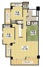 岡山市北区大供、マンションの間取り画像です