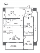 岡山市北区大供、マンションの間取り画像です