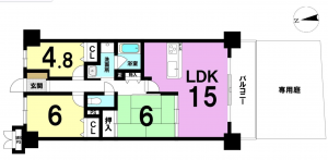 岡山市北区上中野、マンションの間取り画像です