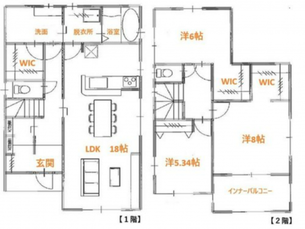岡山市北区吉備津、新築一戸建ての間取り画像です