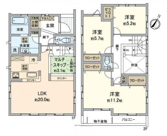岡山市北区一宮、新築一戸建ての間取り画像です