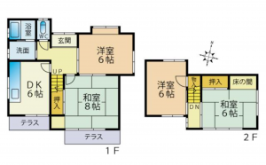 岡山市北区平野、中古一戸建ての間取り画像です