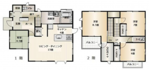 岡山市北区津高台、中古一戸建ての間取り画像です