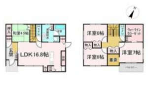 岡山市北区大窪、中古一戸建ての間取り画像です