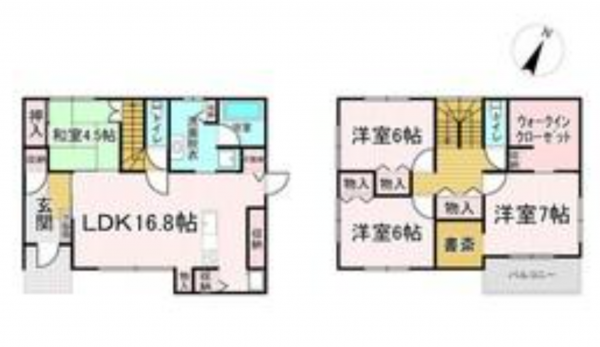 岡山市北区大窪、中古一戸建ての間取り画像です