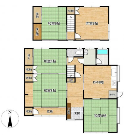岡山市北区芳賀、中古一戸建ての間取り画像です