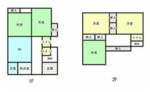 岡山市北区御津新庄、中古一戸建ての間取り画像です
