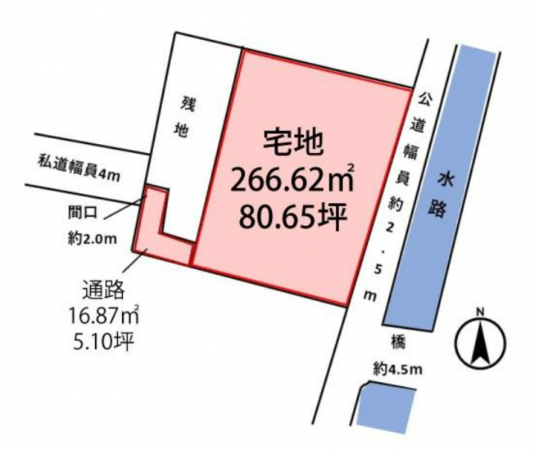 岡山市北区北方、土地の間取り画像です