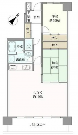 岡山市北区矢坂東町、マンションの間取り画像です