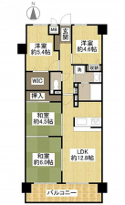 岡山市北区西之町、マンションの間取り画像です