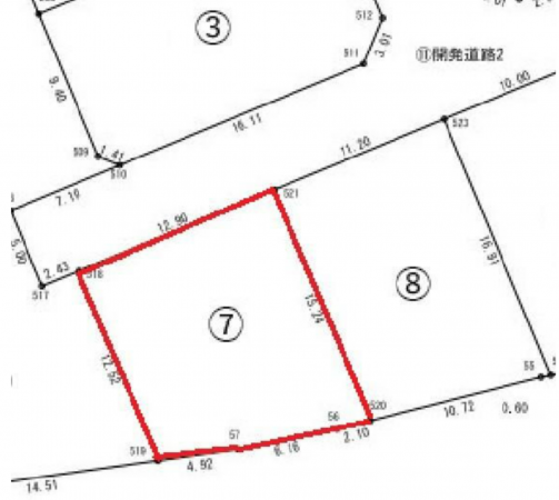 岡山市北区庭瀬、土地の間取り画像です