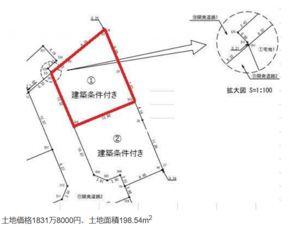 岡山市北区庭瀬、土地の間取り画像です
