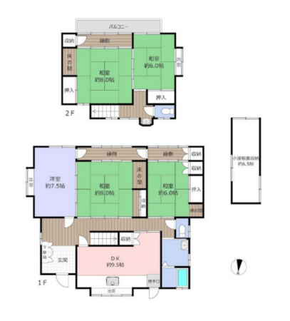 岡山市北区一宮、中古一戸建ての間取り画像です