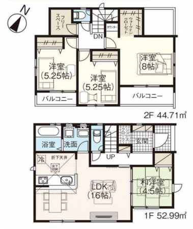 岡山市北区西辛川、新築一戸建ての間取り画像です