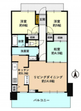 岡山市北区西古松西町、マンションの間取り画像です
