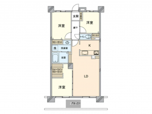 岡山市北区西之町、マンションの間取り画像です