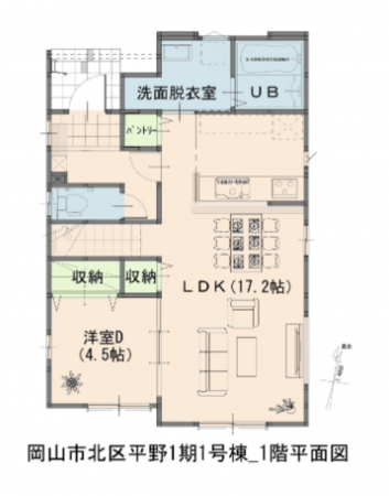 岡山市北区平野、新築一戸建ての間取り画像です