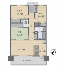 岡山市北区東古松、マンションの間取り画像です