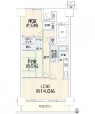 岡山市北区東島田町、マンションの間取り画像です