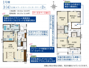 岡山市北区平田、新築一戸建ての間取り画像です