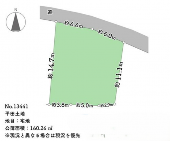 岡山市北区平田、土地の間取り画像です
