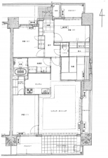 岡山市北区野田、マンションの間取り画像です