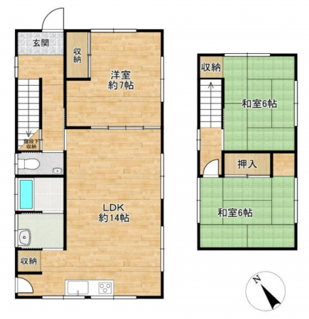 岡山市北区今岡、中古一戸建ての間取り画像です