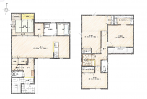 岡山市北区下中野、新築一戸建ての間取り画像です