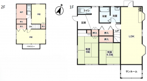 岡山市北区富原、中古一戸建ての間取り画像です