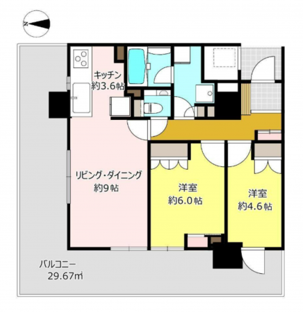 岡山市北区表町、マンションの間取り画像です
