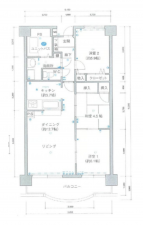 岡山市北区下中野、マンションの間取り画像です