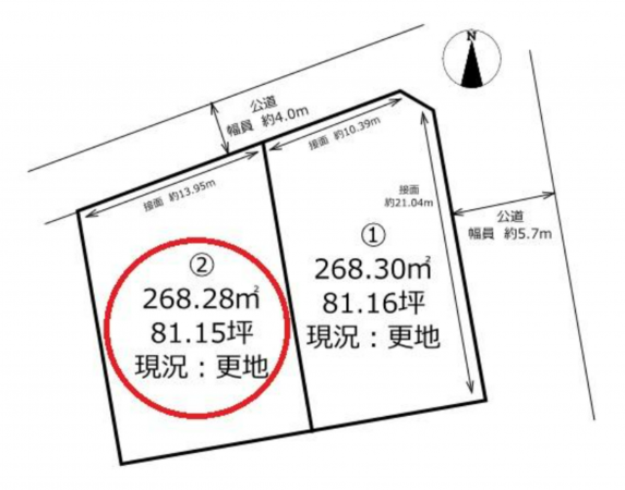 岡山市北区新屋敷町、土地の間取り画像です