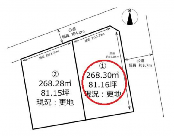 岡山市北区新屋敷町、土地の間取り画像です