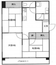 岡山市北区東古松、マンションの間取り画像です
