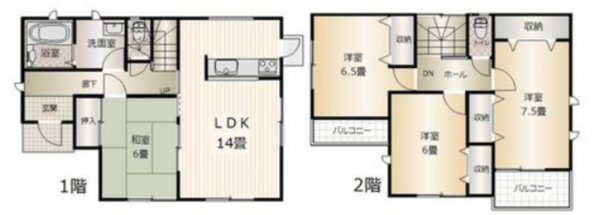 岡山市北区白石東新町、中古一戸建ての間取り画像です