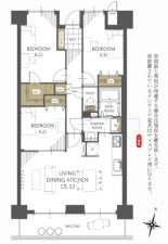 岡山市北区津高、マンションの間取り画像です