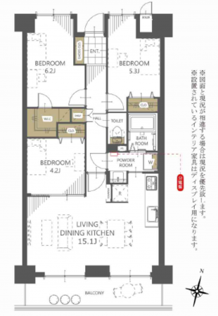 岡山市北区津高、マンションの間取り画像です