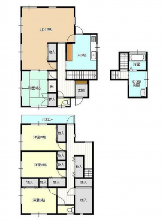 岡山市北区横井上、中古一戸建ての間取り画像です