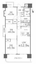 岡山市北区東古松南町、マンションの間取り画像です