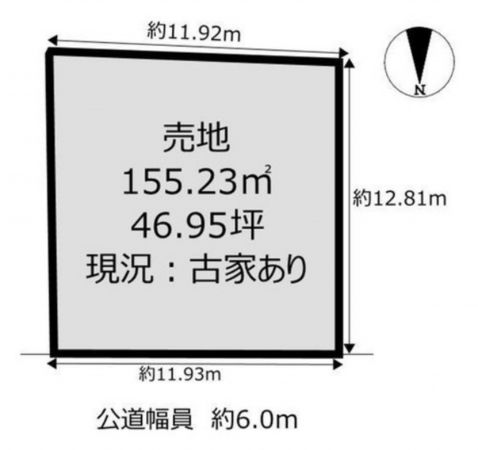 岡山市北区庭瀬、土地の間取り画像です