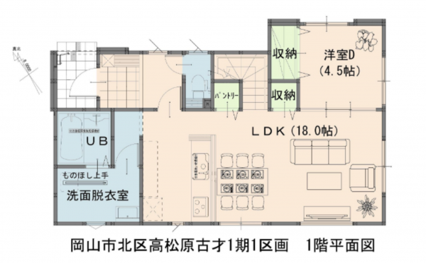 岡山市北区高松原古才、新築一戸建ての間取り画像です