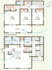 岡山市北区西辛川、新築一戸建ての間取り画像です