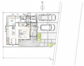 岡山市北区平田、新築一戸建ての間取り画像です