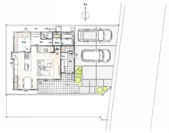岡山市北区平田、新築一戸建ての間取り画像です